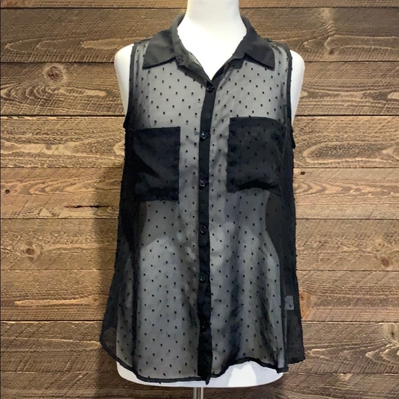 Tops - Black Sheer Sleeveless Top